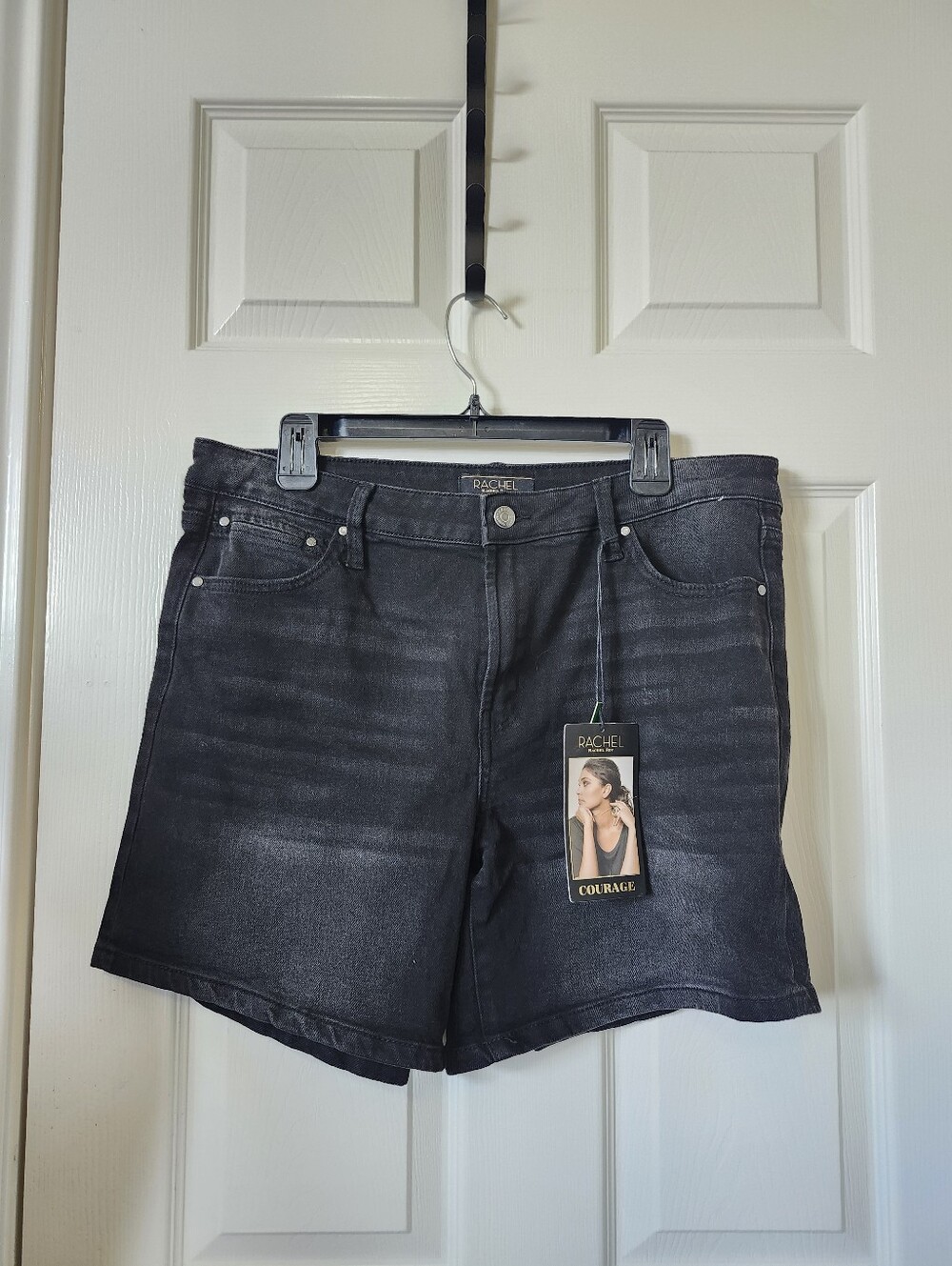 Rachel By Rachael Roy Black Gray Denim Stretchy Jean Shorts 14